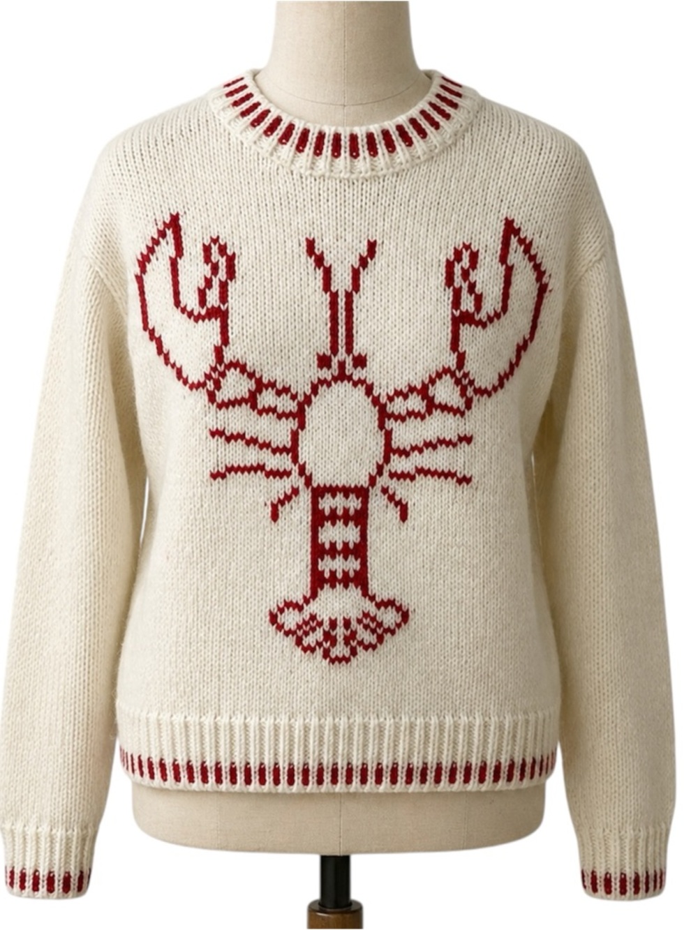 Coco & Shay Cream and Red Lobster Knit Sweater - Women Size Medium NWT
